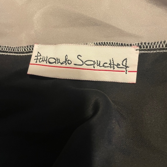 Vintage Fernando Sanchez Black Gray Silk Lace Tie Front Robe Small Coquette - Picture 7 of 8